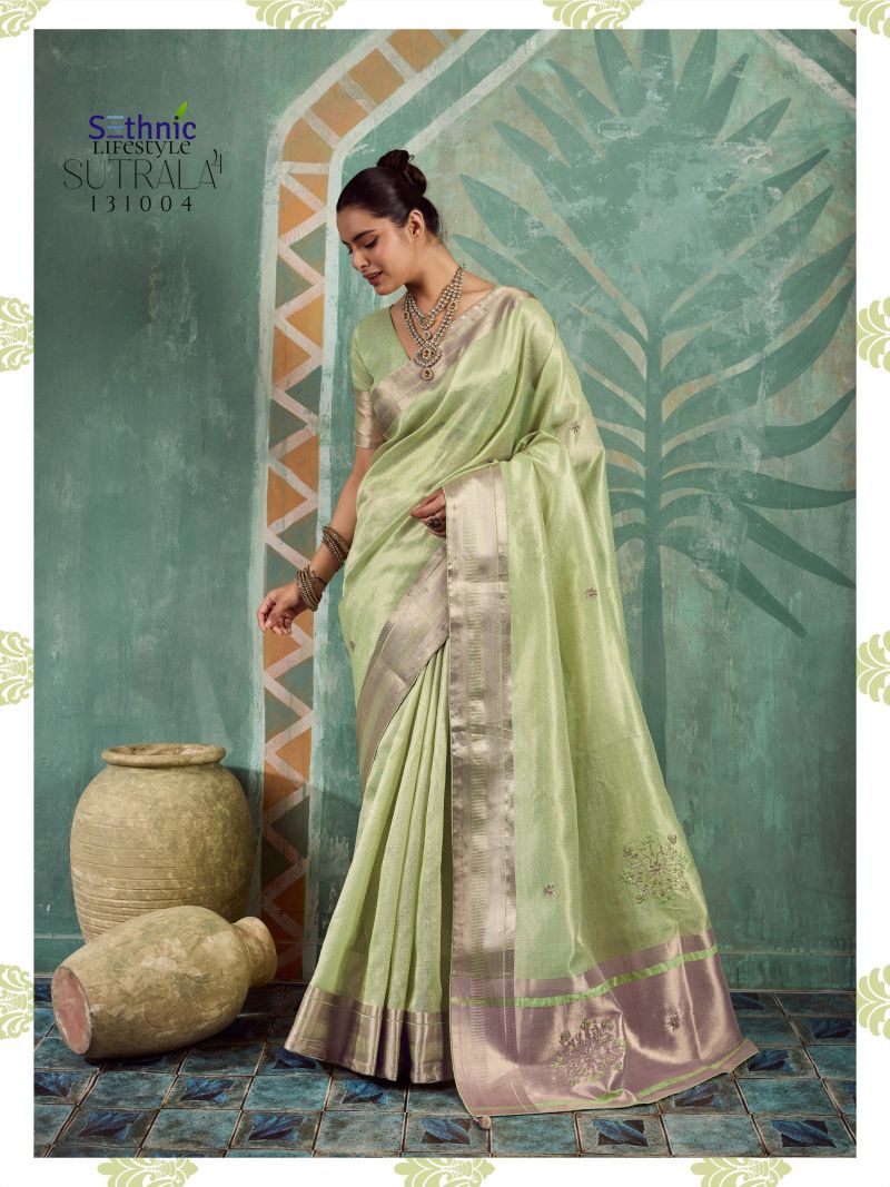 Sethnic Sutrala Vol 4 Tissue Cotton HandWork Saree Catalog — Wholesale Sarees, Sethnic Lifestyle wholesale from Surat — view 2