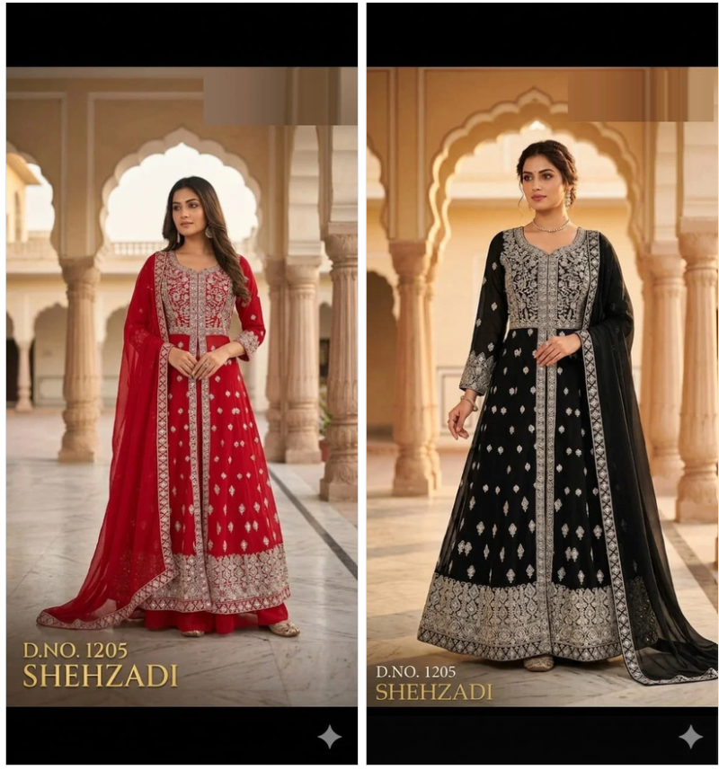 Shehzadi Ka 1205 Georgette Embroidered Gown With Dupatta Set — Wholesale Kurtis, Vardan Ethnic wholesale from Surat — view 3
