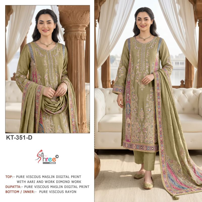Shree Kt 351 A To D Viscose Digital Printed Salwar Suit — Wholesale, Shree Fabs wholesale from Surat — view 4