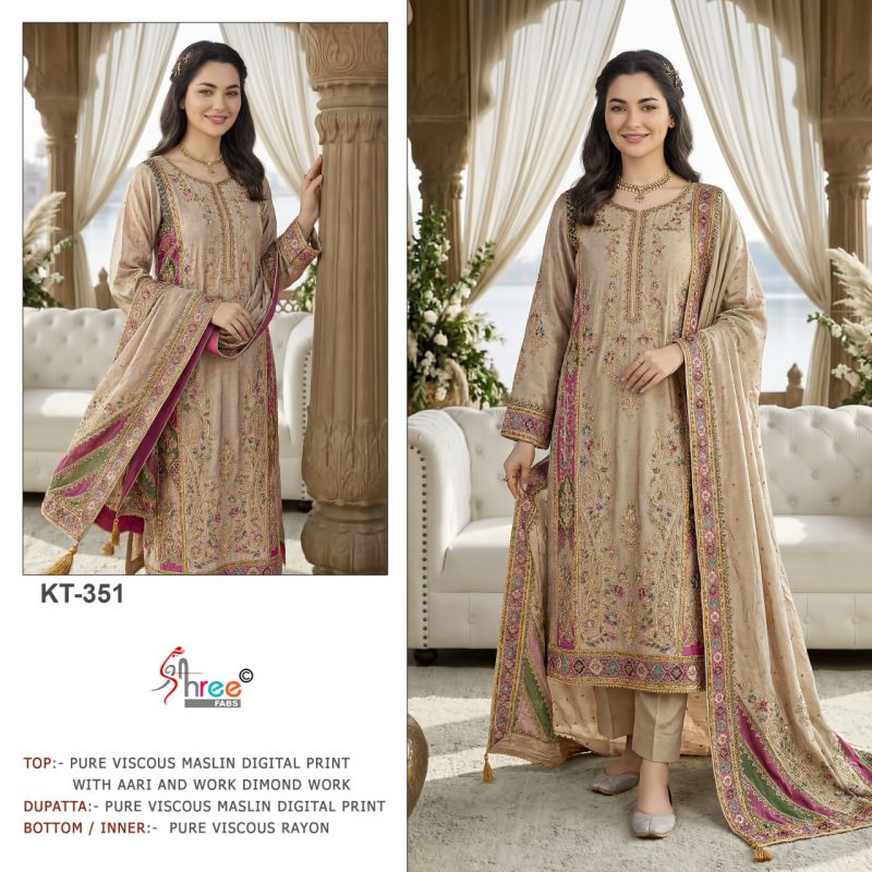 Shree Kt 351 A To D Viscose Digital Printed Salwar Suit — Wholesale, Shree Fabs wholesale from Surat — view 3