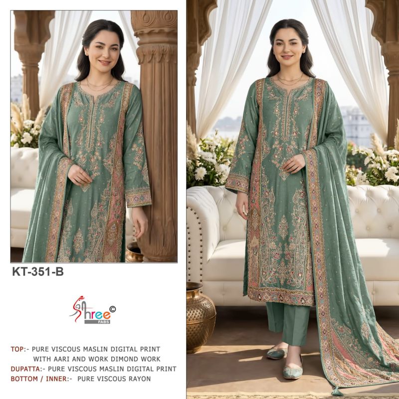 Shree Kt 351 A To D Viscose Digital Printed Salwar Suit — Wholesale, Shree Fabs wholesale from Surat — view 2