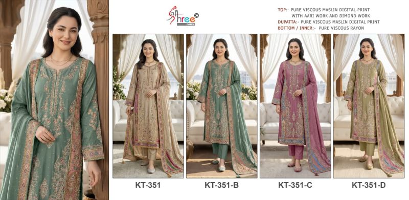 Shree Kt 351 A To D Viscose Digital Printed Salwar Suit — Wholesale, Shree Fabs wholesale from Surat — view 5