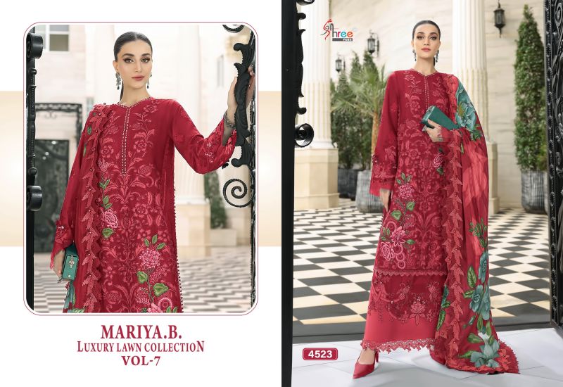 Shree Mariya B Luxury Lawn Collection Vol 7 Cotton Dupatta Cotton Embroidered Salwar Kameez — Wholesale Salwar Suits, Vardan Ethnic wholesale from Surat — view 7