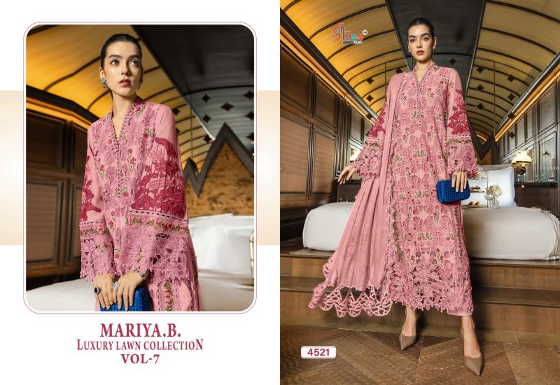 Shree Mariya B Luxury Lawn Collection Vol 7 Chiffon Dupatta Cotton Embroidered Salwar Kameez — Cotton Dress Material, Vardan Ethnic wholesale from Surat — view 2