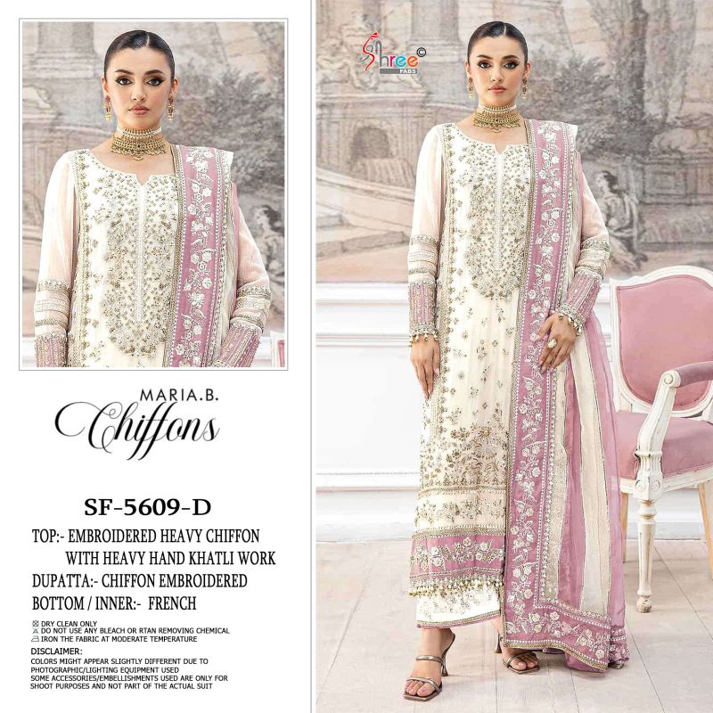 Shree Sf 5609 A To D Chiffon Embroidered Salwar Kameez Catalog — Wholesale Pakistani Suits, Shree Fabs wholesale from Surat — view 4
