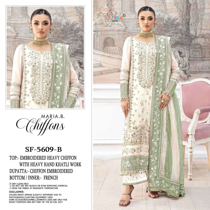 Shree Sf 5609 A To D Chiffon Embroidered Salwar Kameez Catalog — Wholesale Pakistani Suits, Shree Fabs wholesale from Surat — view 3