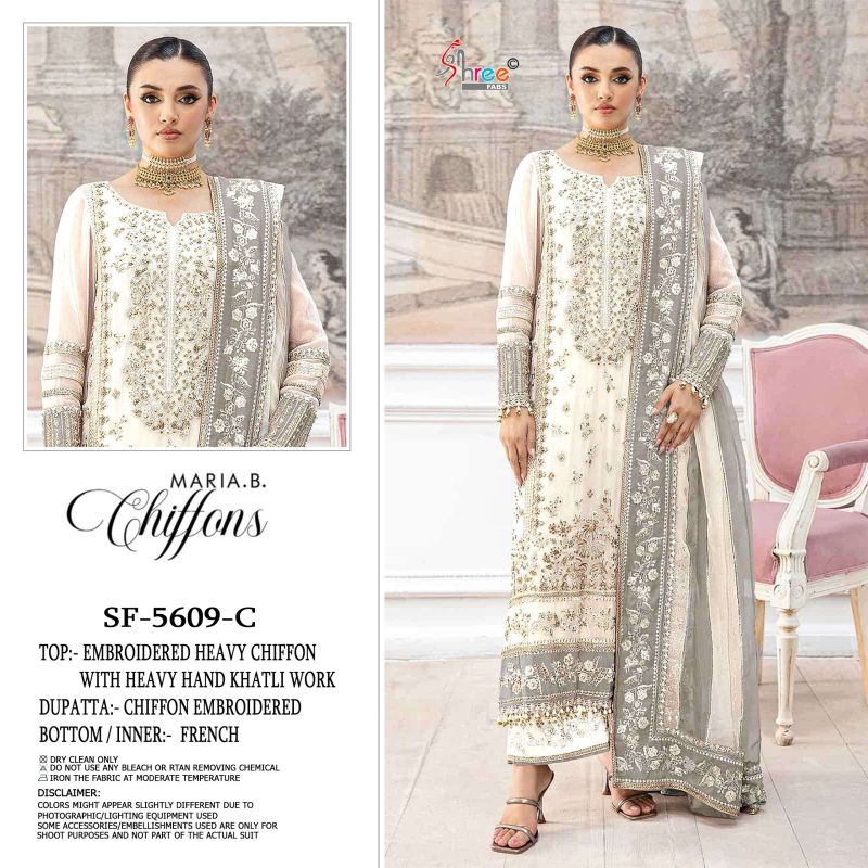 Shree Sf 5609 A To D Chiffon Embroidered Salwar Kameez Catalog — Wholesale Pakistani Suits, Shree Fabs wholesale from Surat — view 2