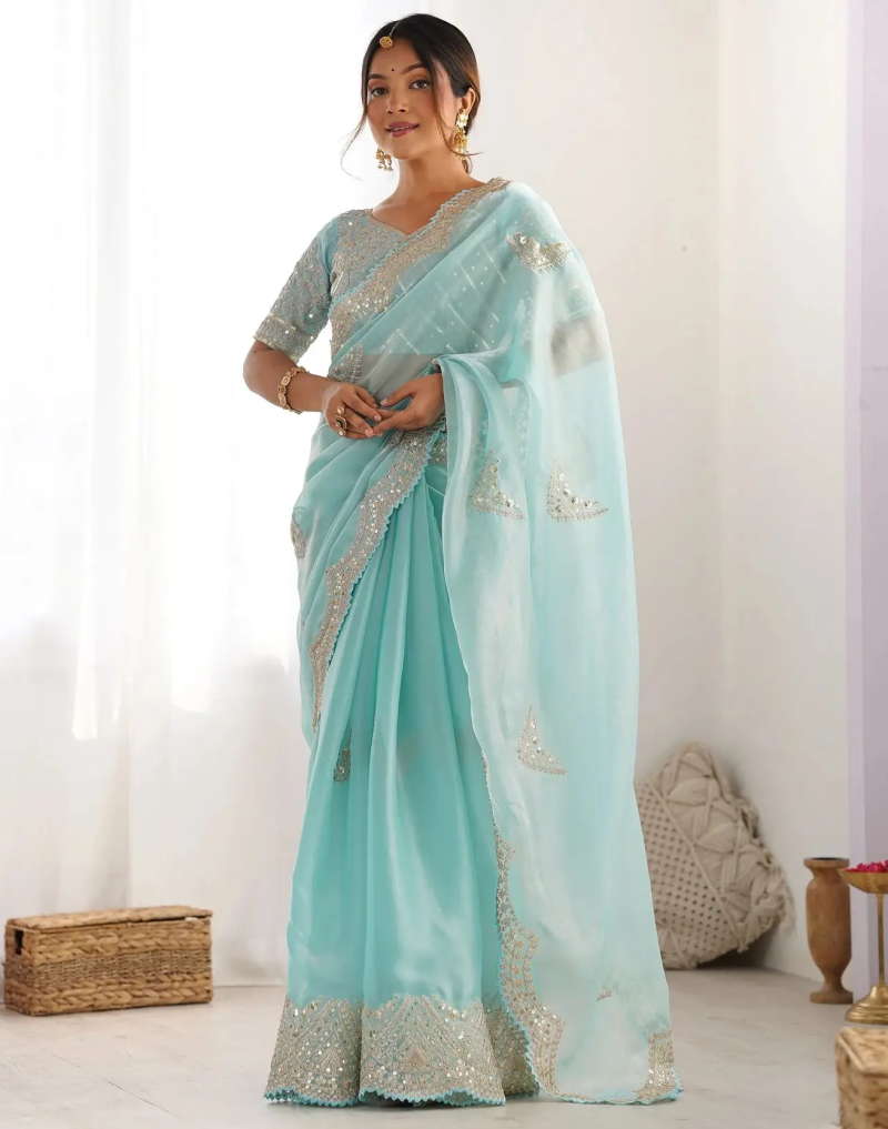 SM Pari 1 Satin Coding Sequence Work Saree Catalog — Saree, Vardan Ethnic wholesale from Surat — view 4