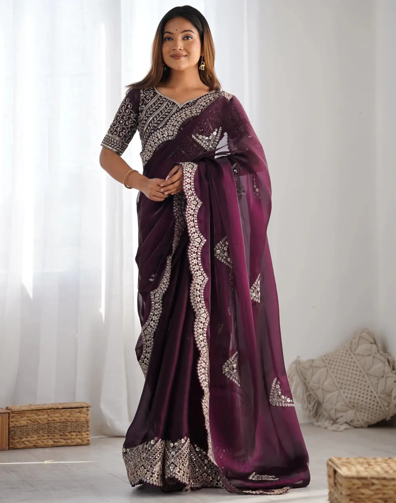 SM Pari 1 Satin Coding Sequence Work Saree Catalog