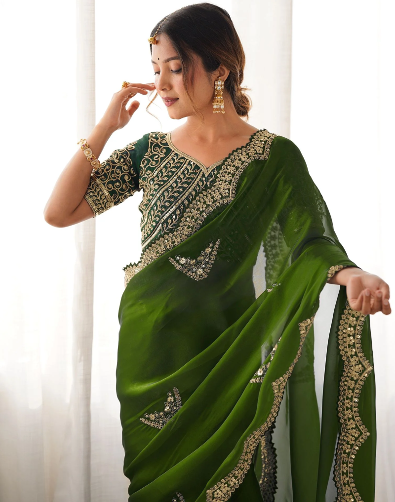 SM Pari 1 Satin Coding Sequence Work Saree Catalog — Saree, Vardan Ethnic wholesale from Surat — view 6