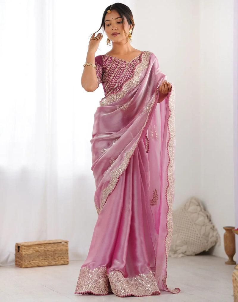 SM Pari 1 Satin Coding Sequence Work Saree Catalog — Saree, Vardan Ethnic wholesale from Surat — view 9