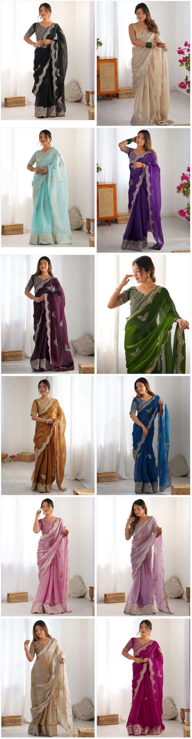 SM Pari 1 Satin Coding Sequence Work Saree Catalog — Saree, Vardan Ethnic wholesale from Surat — view 14