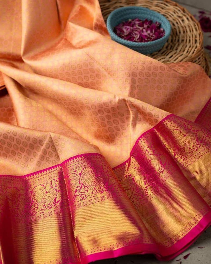 Soft Silk 1034 Lichi Silk Jacquard Work Saree Catalog — Wholesale Readymade Suit, Vardan Ethnic wholesale from Surat — view 3