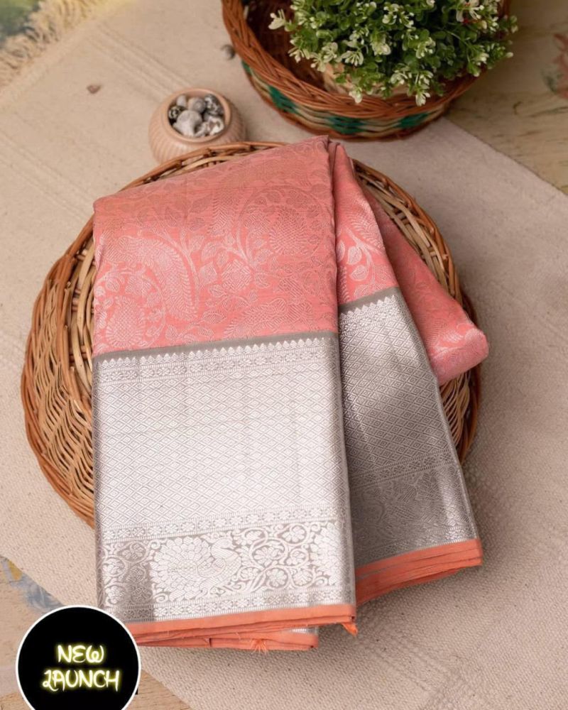 Soft Silk 1034 Lichi Silk Jacquard Work Saree Catalog — Wholesale Readymade Suit, Vardan Ethnic wholesale from Surat — view 5
