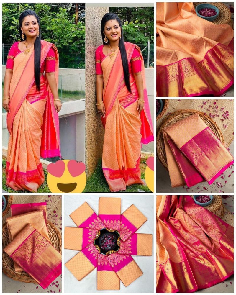 Soft Silk 1034 Lichi Silk Jacquard Work Saree Catalog — Wholesale Readymade Suit, Vardan Ethnic wholesale from Surat — view 8