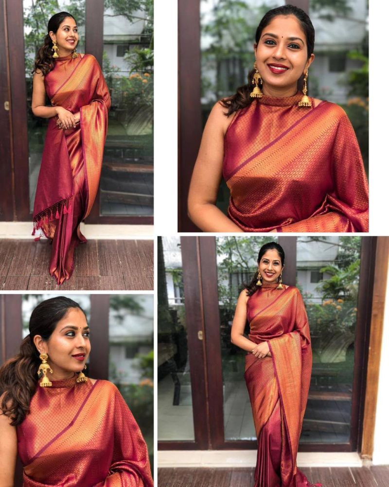 Soft Silk 4043 Lichi Silk Jacquard Work Saree Catalog — Wholesale Sarees, Vardan Ethnic wholesale from Surat — view 5
