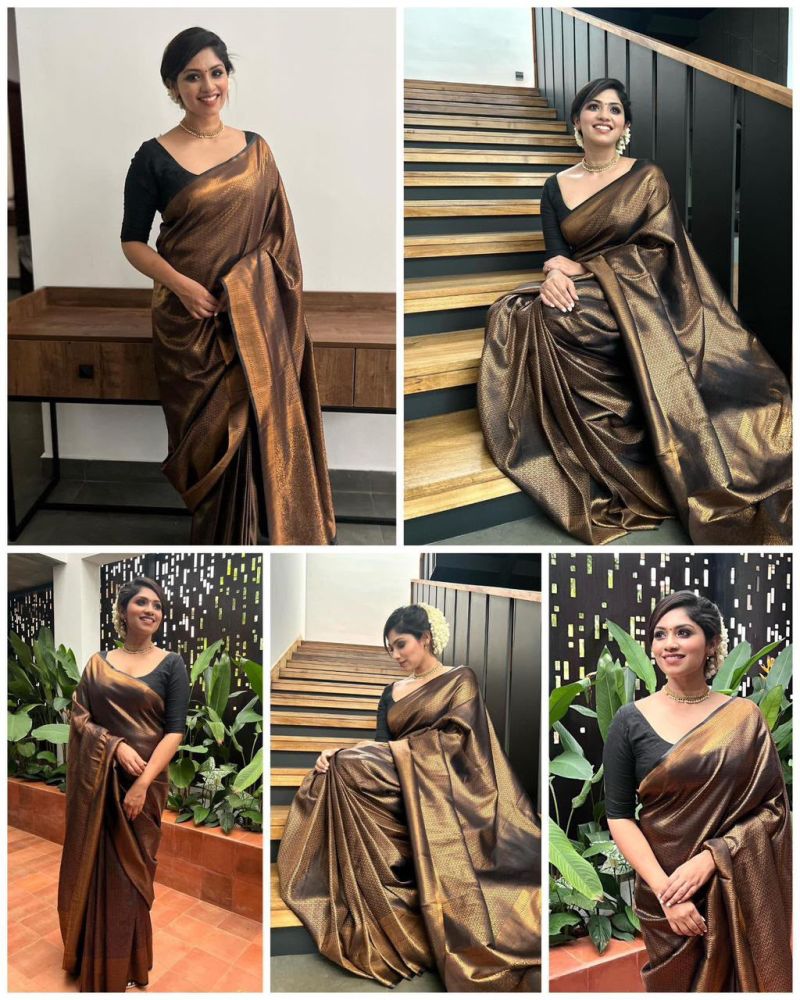 Soft Silk 4043 Lichi Silk Jacquard Work Saree Catalog — Wholesale Sarees, Vardan Ethnic wholesale from Surat — view 7
