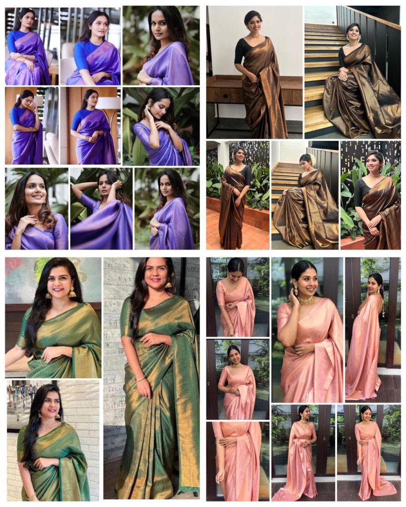 Soft Silk 4043 Lichi Silk Jacquard Work Saree Catalog — Wholesale Sarees, Vardan Ethnic wholesale from Surat — view 9