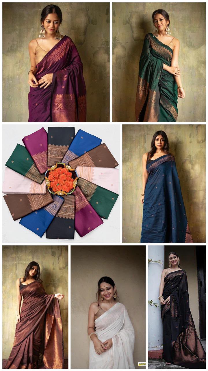 Soft Silk 6012 Lichi Silk Jacquard Work Saree  Catalog — Wholesale Sarees, Vardan Ethnic wholesale from Surat — view 9