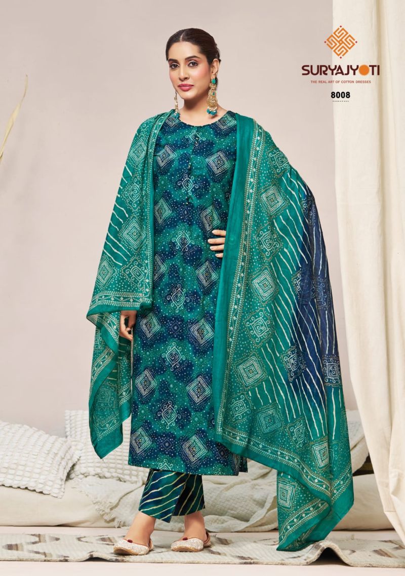 Suryajyoti Bandhani Lehriya Special Vol 8 Cotton Dress Material  Catalog