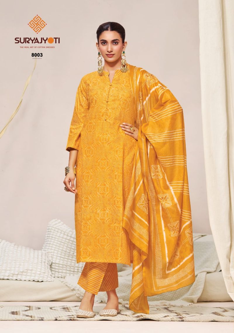 Suryajyoti Bandhani Lehriya Special Vol 8 Cotton Dress Material  Catalog — Wholesale Salwar Suits, Vardan Ethnic wholesale from Surat — view 4