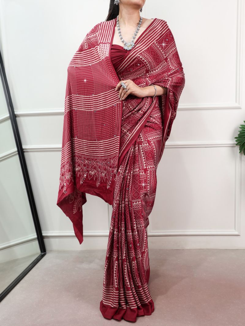Taraa L 7405 Satin Silk Ajrakh Printed Saree Catalog