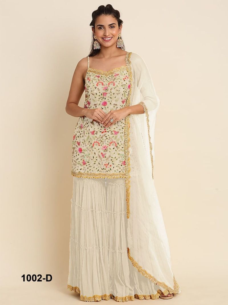 Tf 1002 A To D Fox Georgette Embroidered Salwar Kameez Catalog — Cotton Dress Material, Vardan Ethnic wholesale from Surat — view 2