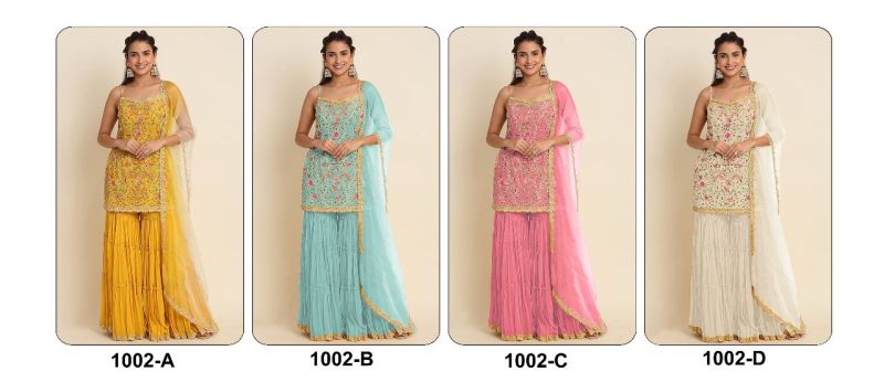 Tf 1002 A To D Fox Georgette Embroidered Salwar Kameez Catalog — Cotton Dress Material, Vardan Ethnic wholesale from Surat — view 9