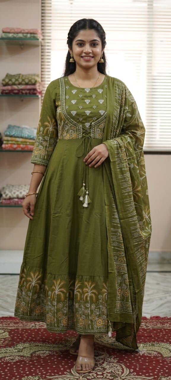 Tlc Vol 56 Cotton Printed Anarkali Kurti With Bottom Dupatta  Set — Wholesale Readymade Suit, Vardan Ethnic wholesale from Surat — view 2