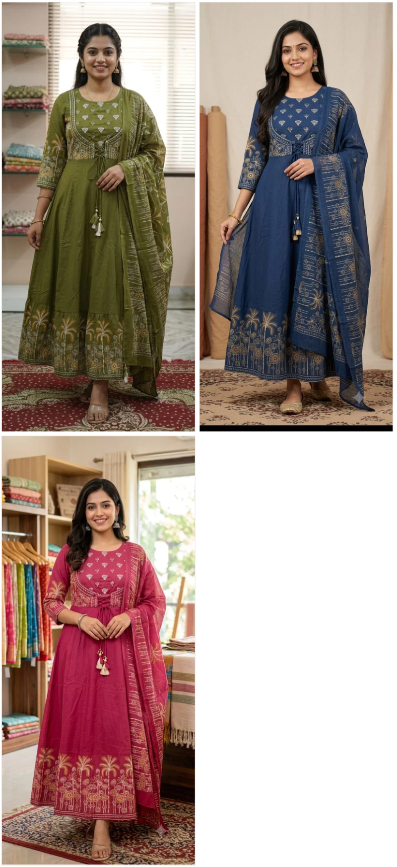 Tlc Vol 56 Cotton Printed Anarkali Kurti With Bottom Dupatta  Set — Wholesale Readymade Suit, Vardan Ethnic wholesale from Surat — view 4