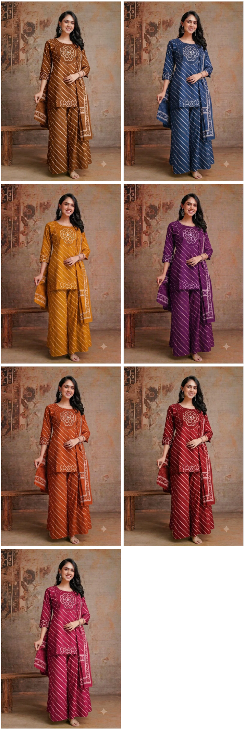 Tlc Vol 67 Cotton Leheriya Printed Short Kurti With Bottom Dupatta Catalog — Wholesale Kurti Pant Set, Vardan Ethnic wholesale from Surat — view 8
