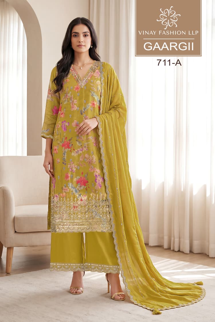 Vinay Kuleesh Gaargii Chinon Embroidered Salwar Kameez Catalog