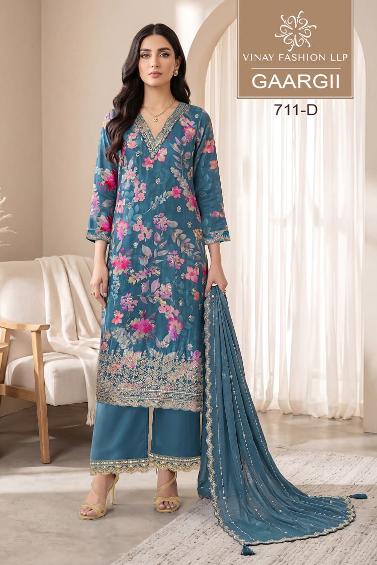 Vinay Kuleesh Gaargii Chinon Embroidered Salwar Kameez Catalog — Wholesale Salwar Kameez, Vardan Ethnic wholesale from Surat — view 2