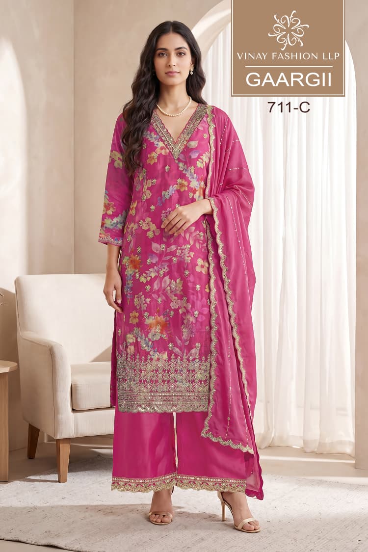 Vinay Kuleesh Gaargii Chinon Embroidered Salwar Kameez Catalog — Wholesale Salwar Kameez, Vardan Ethnic wholesale from Surat — view 3