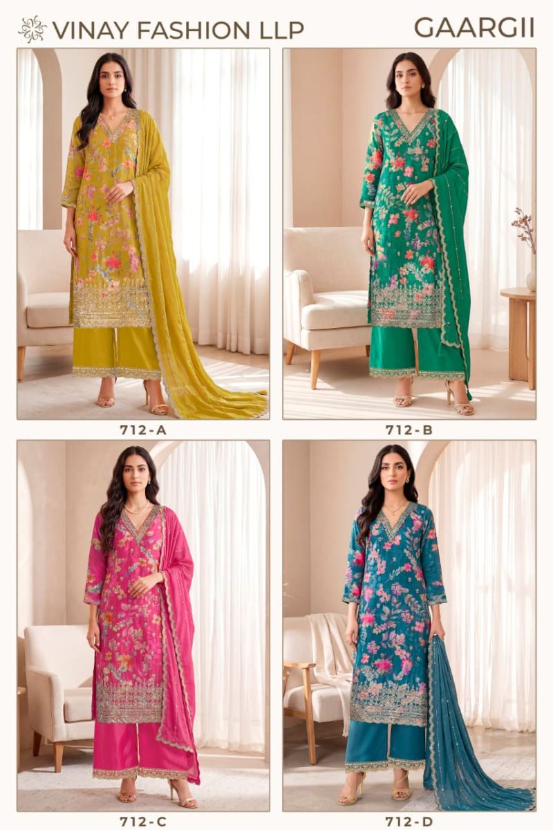 Vinay Kuleesh Gaargii Chinon Embroidered Salwar Kameez Catalog — Wholesale Salwar Kameez, Vardan Ethnic wholesale from Surat — view 6