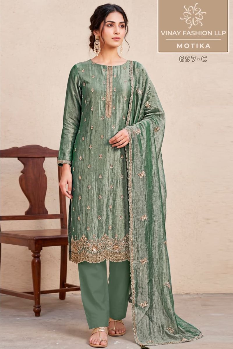 Vinay Kuleesh Mootika Salsa Silk Beads Work Salwar Kameez Catalog — Wholesale Salwar Suits, Vinay wholesale from Surat — view 4