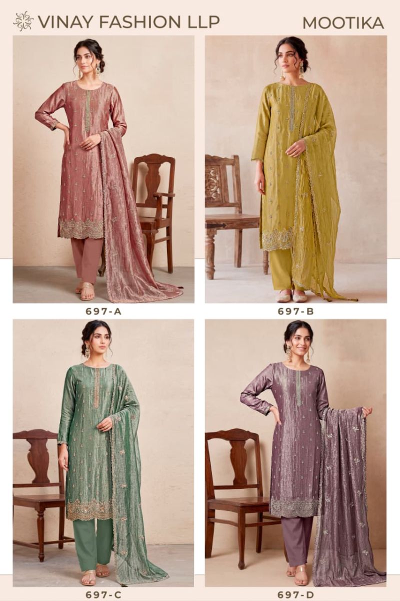 Vinay Kuleesh Mootika Salsa Silk Beads Work Salwar Kameez Catalog — Wholesale Salwar Suits, Vinay wholesale from Surat — view 6