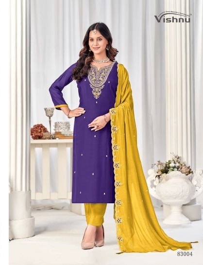 Vishnu Misbah Mul Chanderi Embroidered Dress Material Catalog