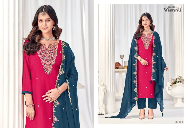 Vishnu Misbah Mul Chanderi Embroidered Dress Material Catalog — Wholesale Salwar Suits, Vardan Ethnic wholesale from Surat — view 5
