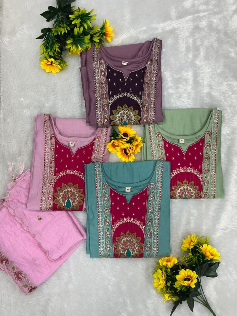 Vitara Mishree Vatican Embroidered Kurti With Bottom Dupatta Set — Wholesale Salwar Suits, Vardan Ethnic wholesale from Surat — view 7