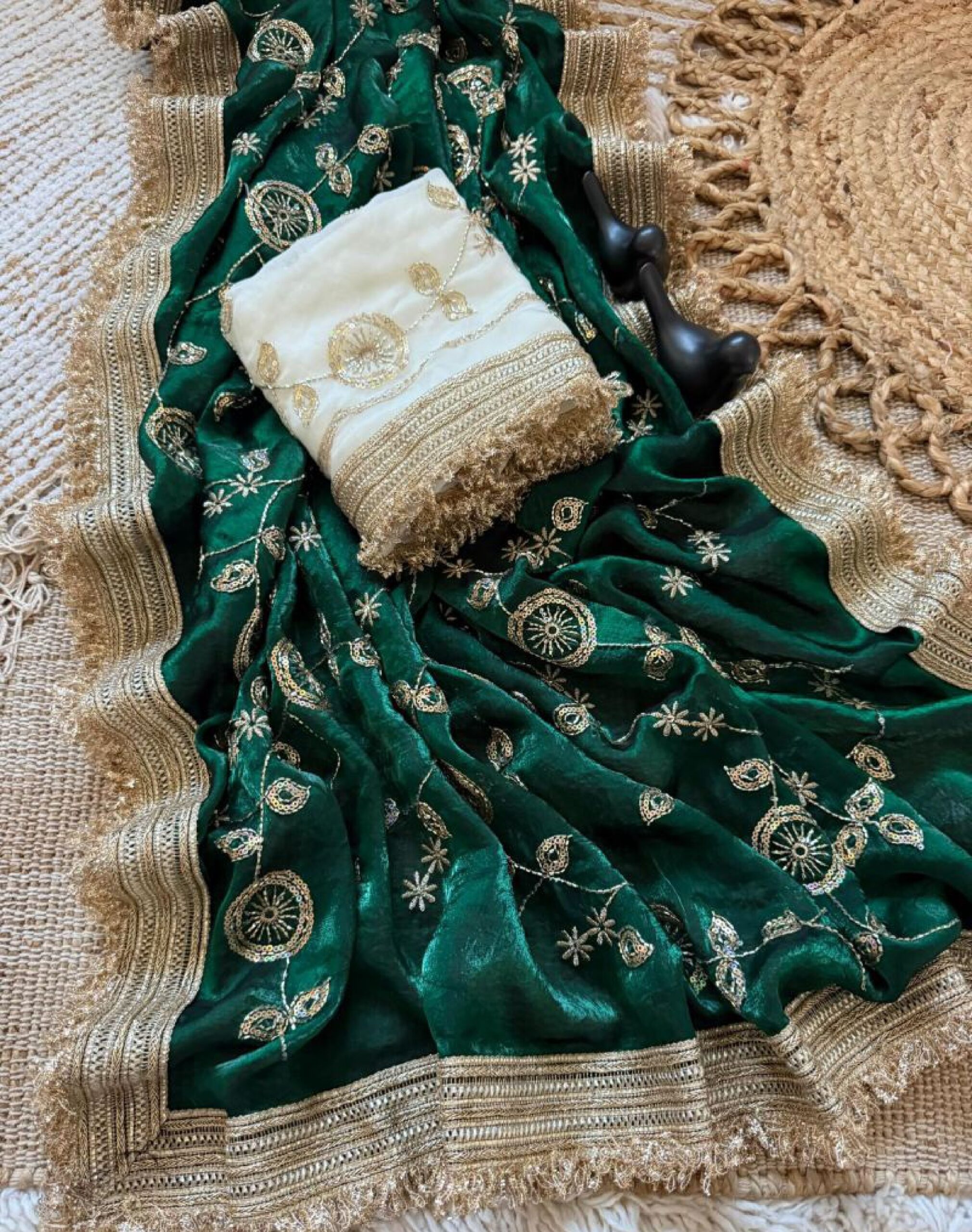 Vt 879 T Fandy Satin Beads Embroidery Worked Saree Catalog — Wholesale Sarees, Vardan Ethnic wholesale from Surat — view 6