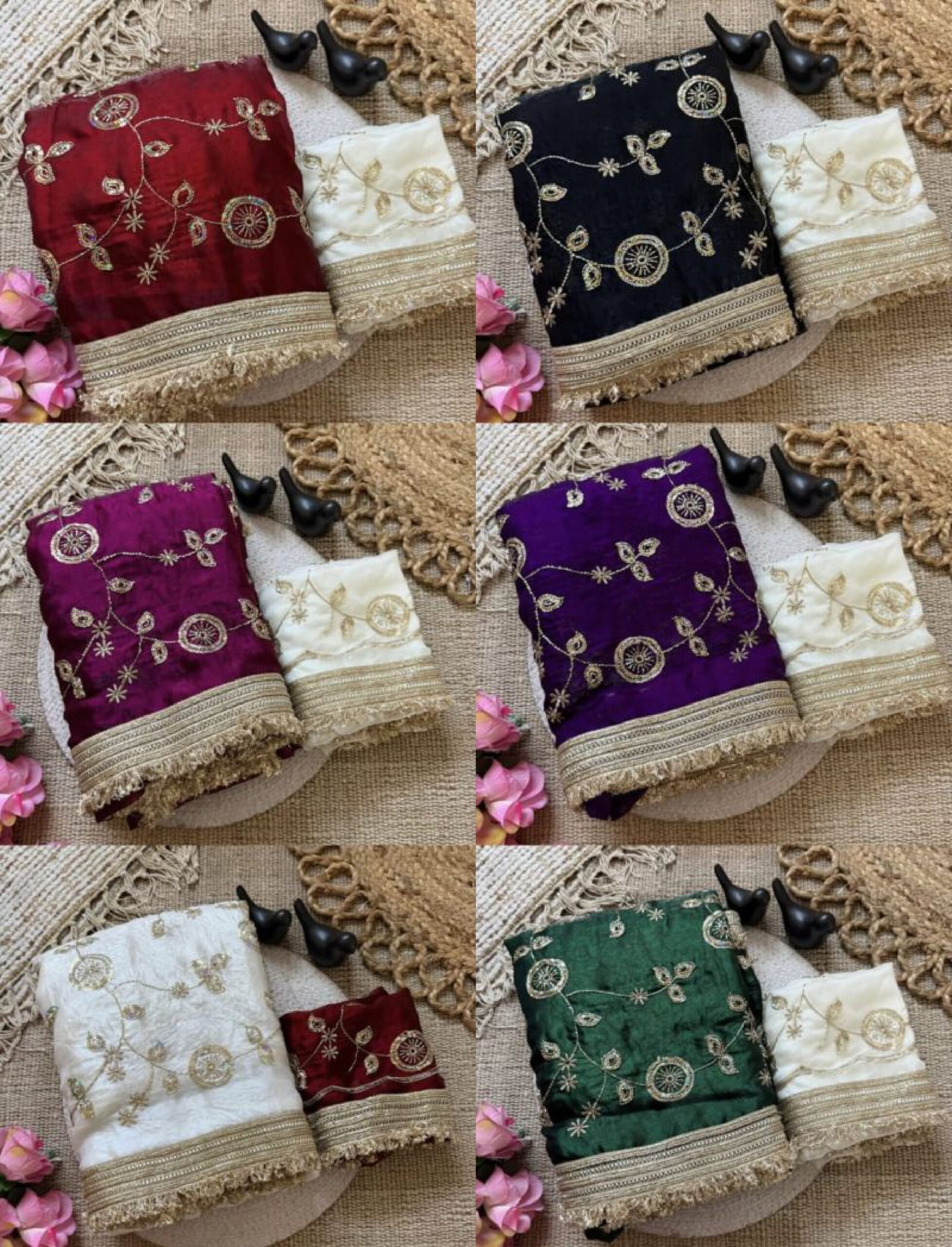 Vt 879 T Fandy Satin Beads Embroidery Worked Saree Catalog — Wholesale Sarees, Vardan Ethnic wholesale from Surat — view 8