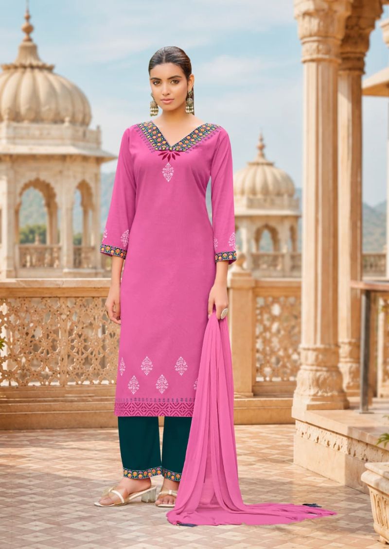 Woodee Noor Rayon Thread Work Kurti With Bottom Dupatta Set — Wholesale Readymade Suit, Woodee wholesale from Surat — view 6