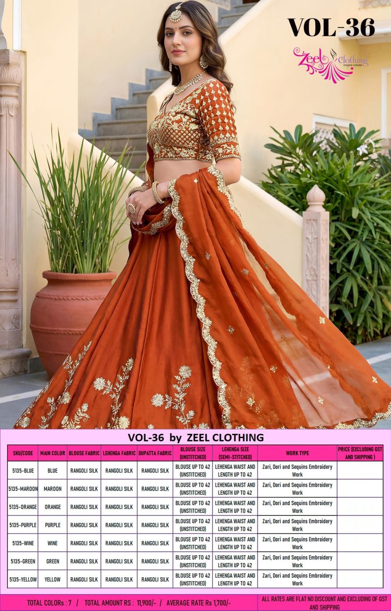 Zeel Vol 36 Rangoli Silk With Zari And Sequence Work Lehenga Choli — Wholesale Lehenga, Zeel wholesale from Surat — view 10
