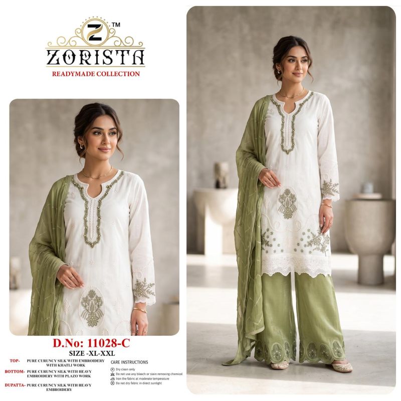 Zorista 11028 A To D Cruncy Silk Embroidered Salwar Kameez — Wholesale Pakistani Suits, Vardan Ethnic wholesale from Surat — view 3