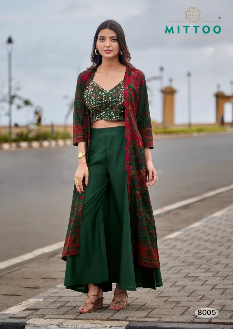 Mittoo Zubeda Vol 2 Thread And Hand Work Blouse With Shrug Bottom Set — Wholesale Readymade Suit, Mittoo wholesale from Surat — view 1