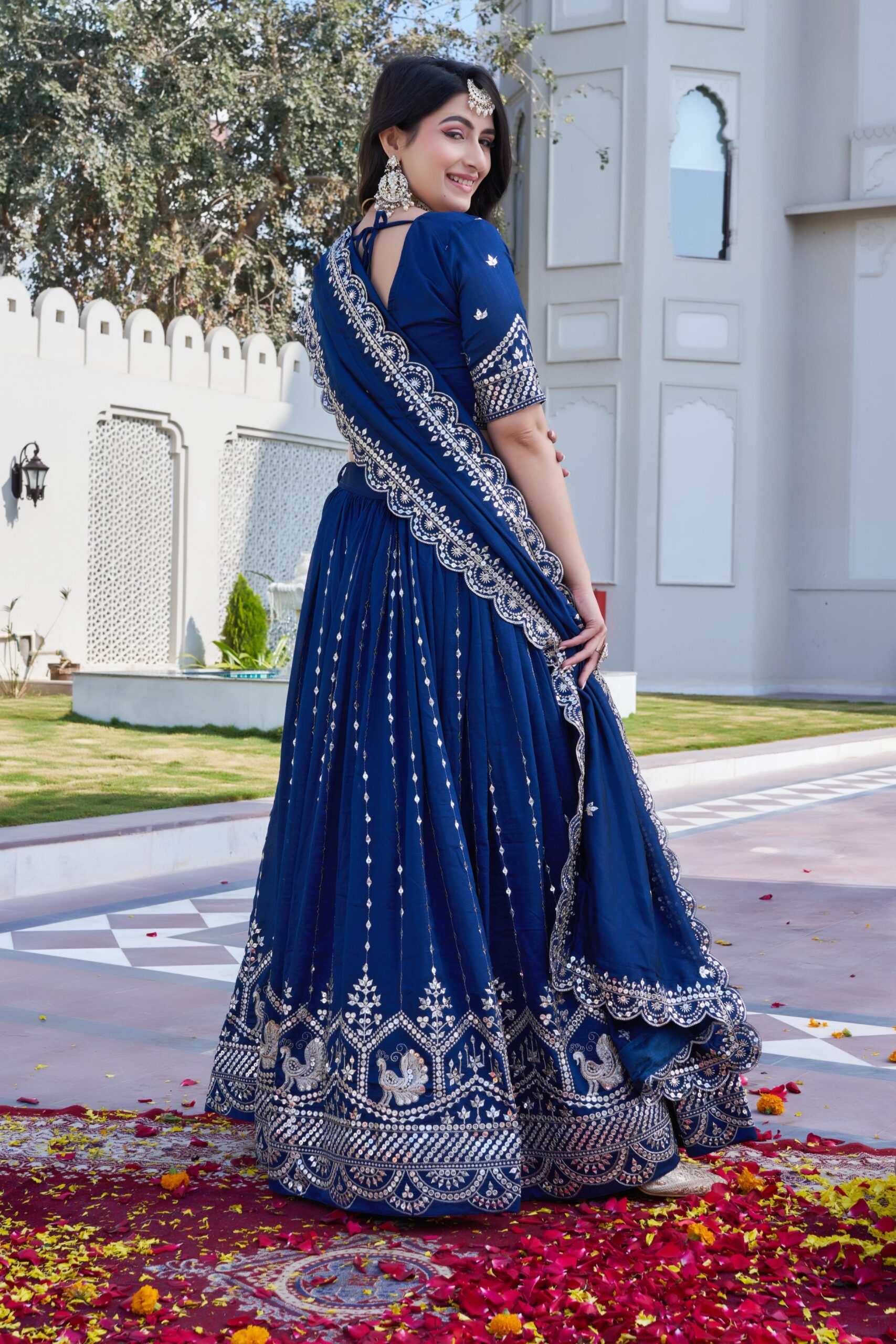 Lekha Prisha Ram 151 Pure Vichitra Embroidery Sequins Thread Work Lehenga Choli — Wholesale Lehenga wholesale from Surat — view 4
