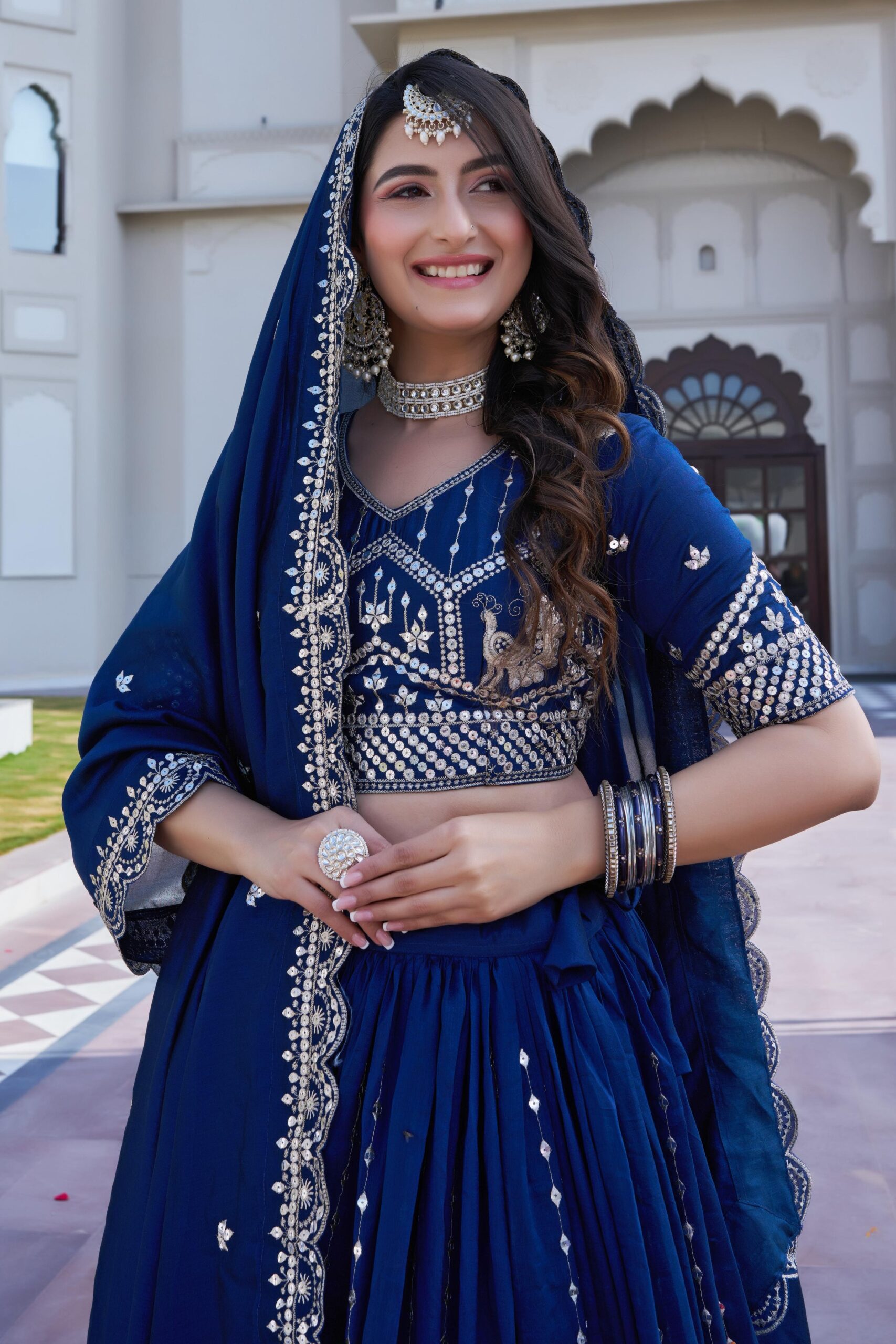 Lekha Prisha Ram 151 Pure Vichitra Embroidery Sequins Thread Work Lehenga Choli — Wholesale Lehenga wholesale from Surat — view 8