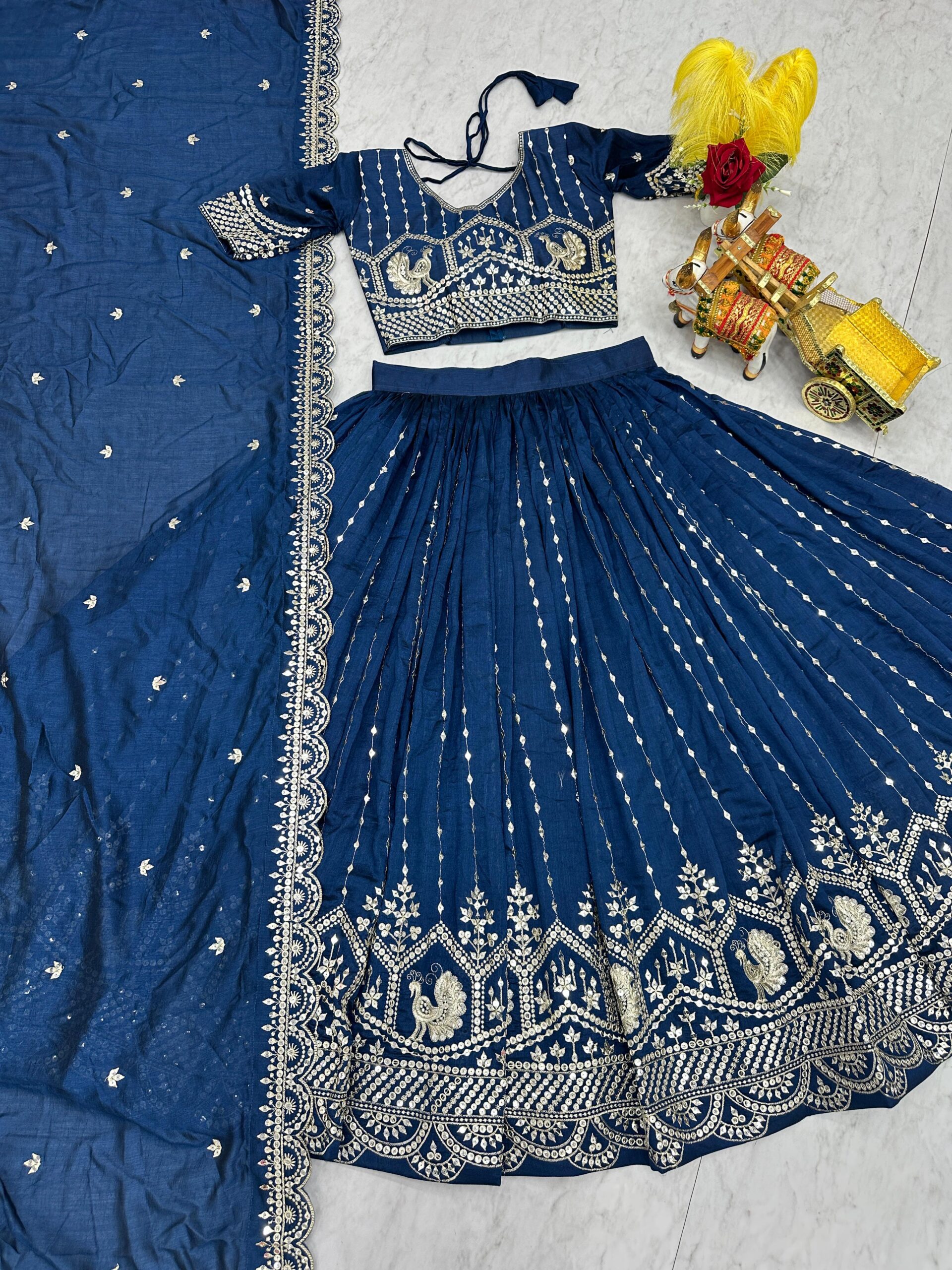 Lekha Prisha Ram 151 Pure Vichitra Embroidery Sequins Thread Work Lehenga Choli — Wholesale Lehenga wholesale from Surat — view 9