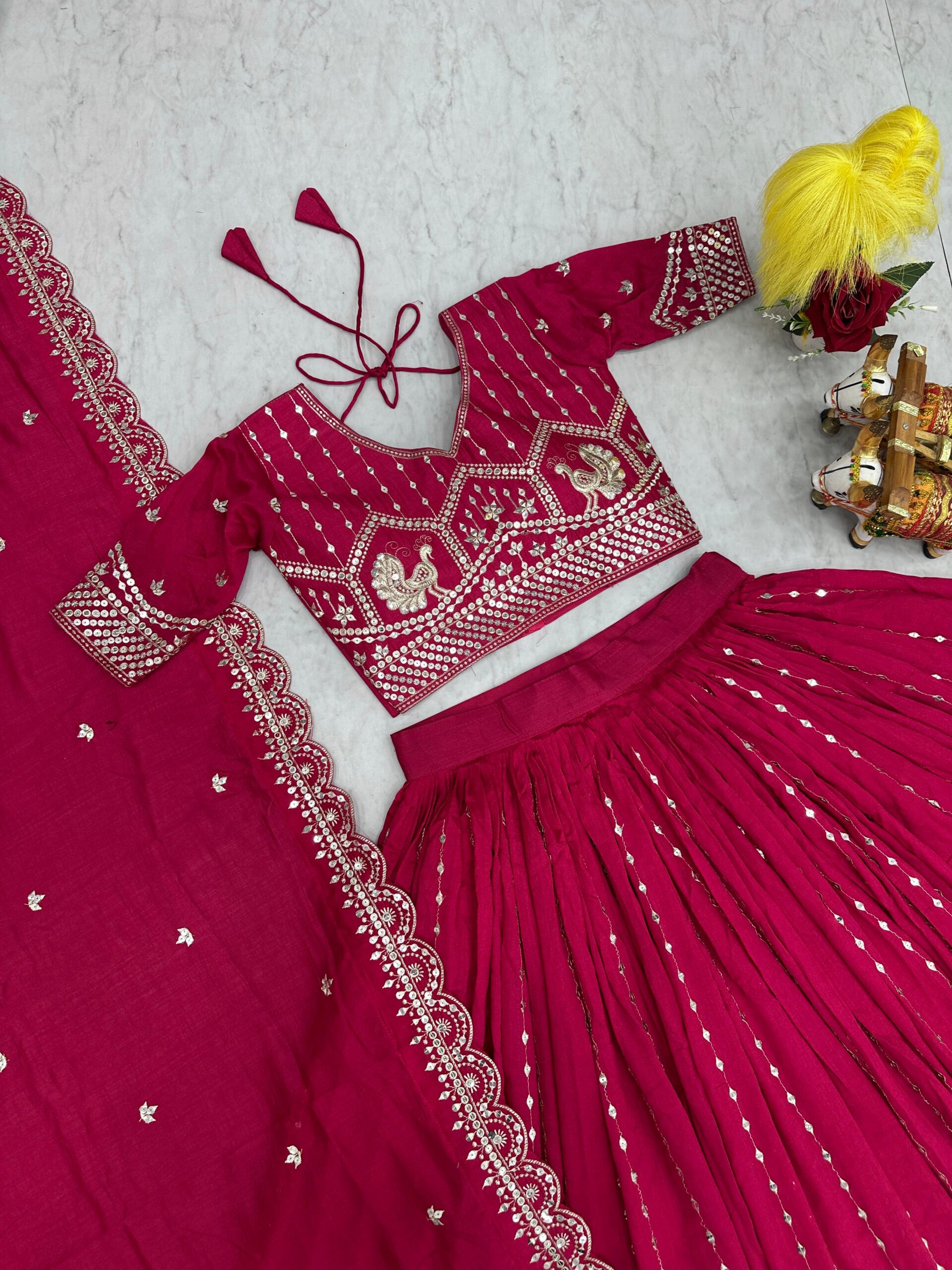 Lekha Prisha Ram 151 Pure Vichitra Embroidery Sequins Thread Work Lehenga Choli — Wholesale Lehenga wholesale from Surat — view 10